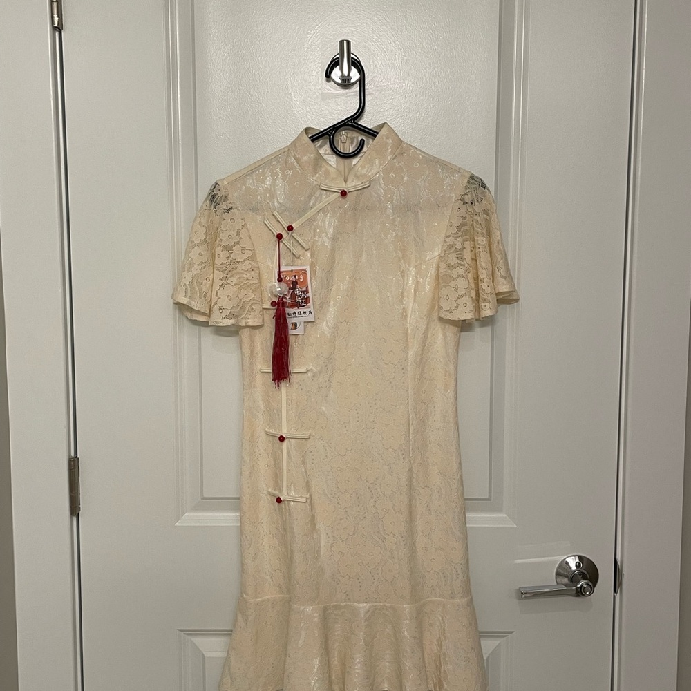 Qipao Cream Lace Dress